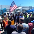 Protesting truck drivers at the Port of Oakland