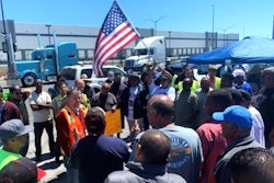 Protesting truck drivers at the Port of Oakland