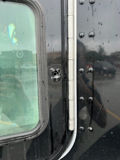 bullet hole in truck