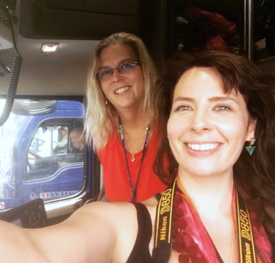 Anne-Marie Michel and a professional trucker