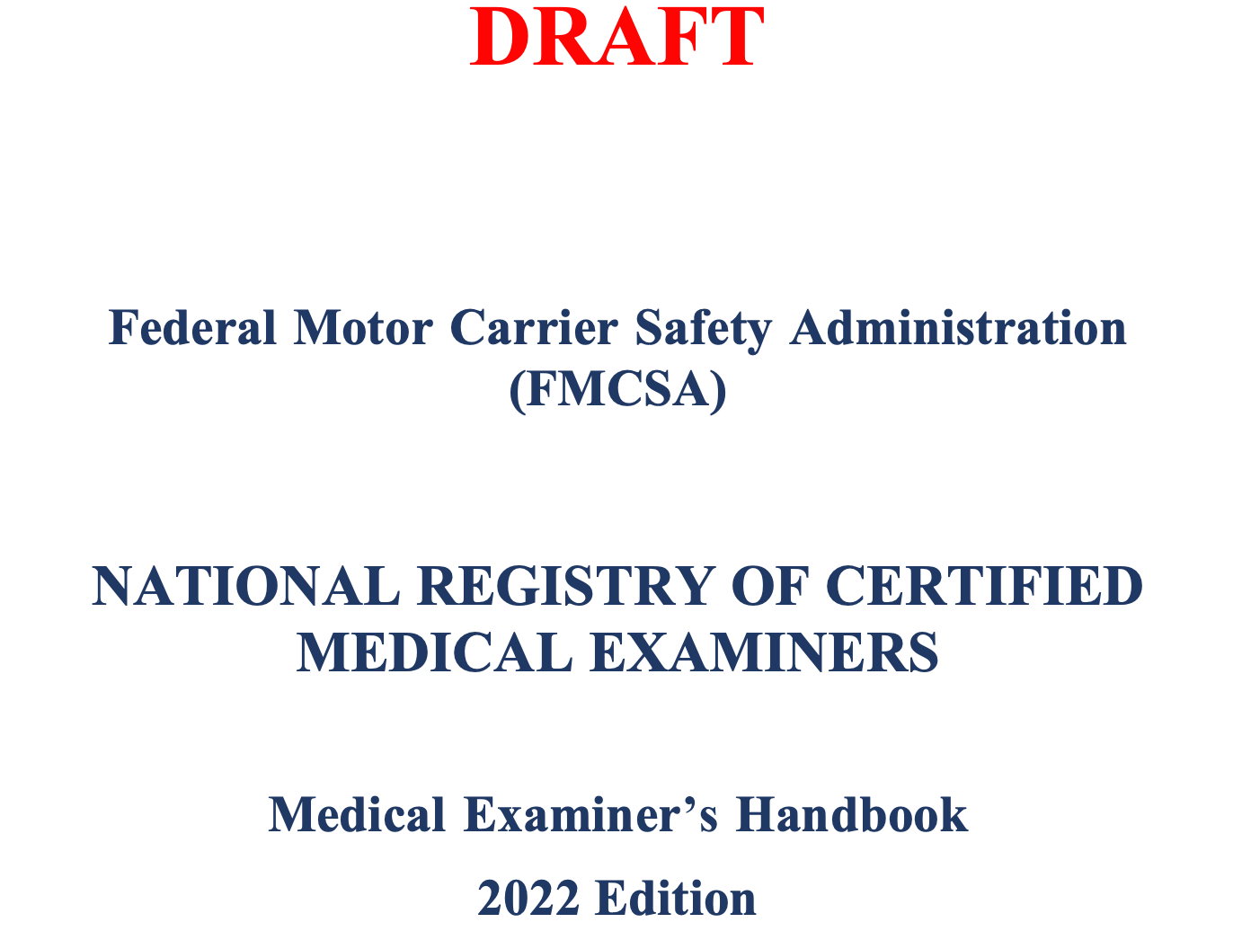 2022 draft of Medical Examiner's Handbook