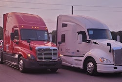 Bud Davenport's Freightliner and Kenworth tractors