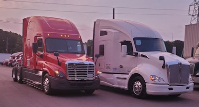 Bud Davenport's Freightliner and Kenworth tractors