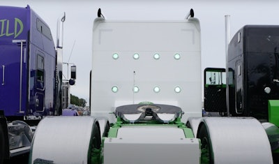 Rear view of Brent Hall's 2014 Peterbilt 386