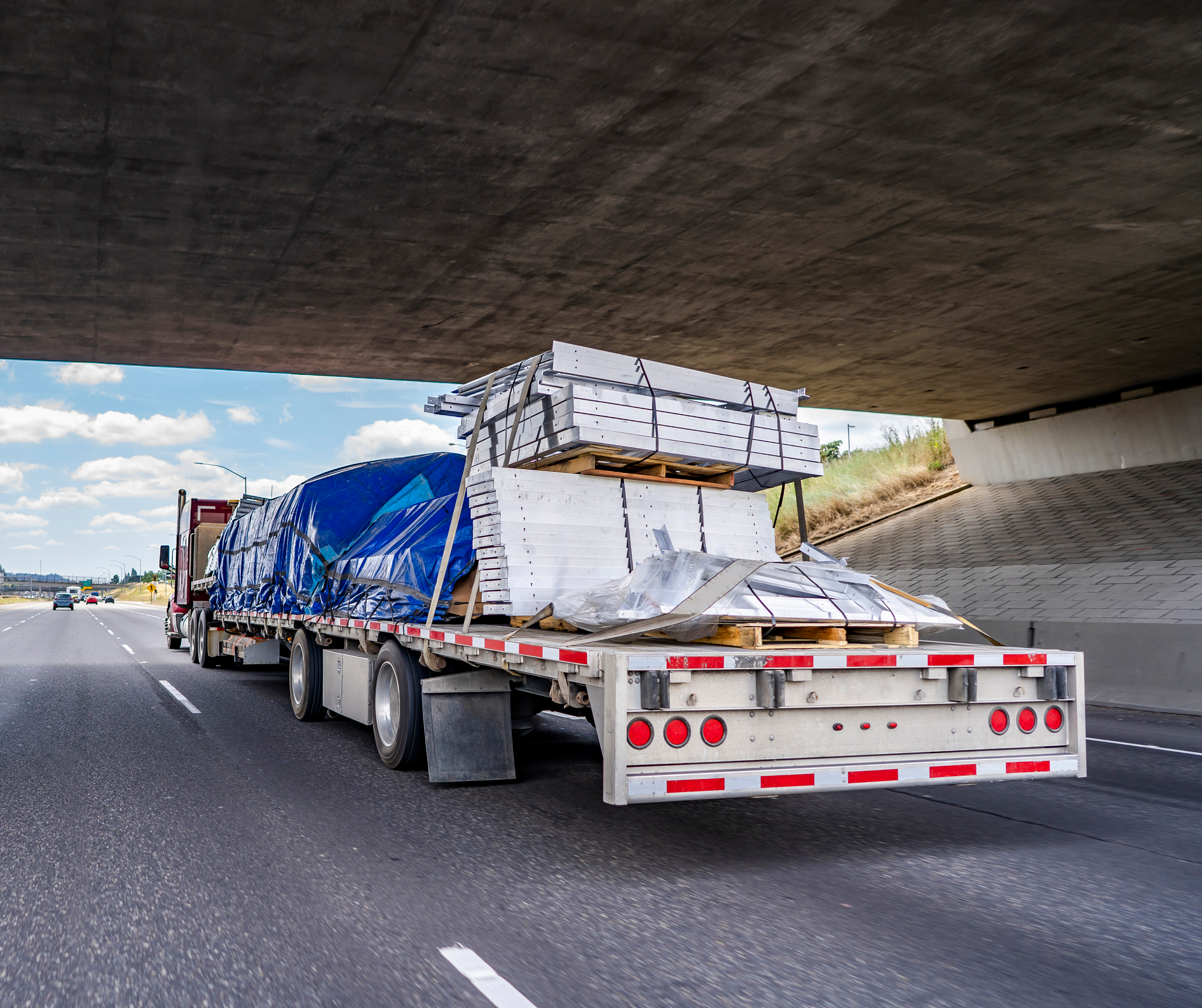 Flatbed truck on highway