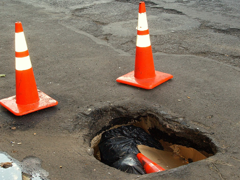 picture of a big pothole