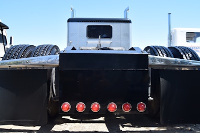 View from rear of truck light bar