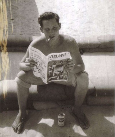 Doug Fetterly, pictured in 1967 stationed near Cambodia and reading one of among many copies of Overdrive his owner-operator father sent him from back home.