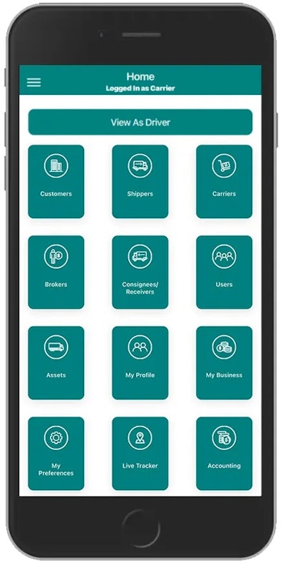 Lynks TMS carrier home screen on an iPhone
