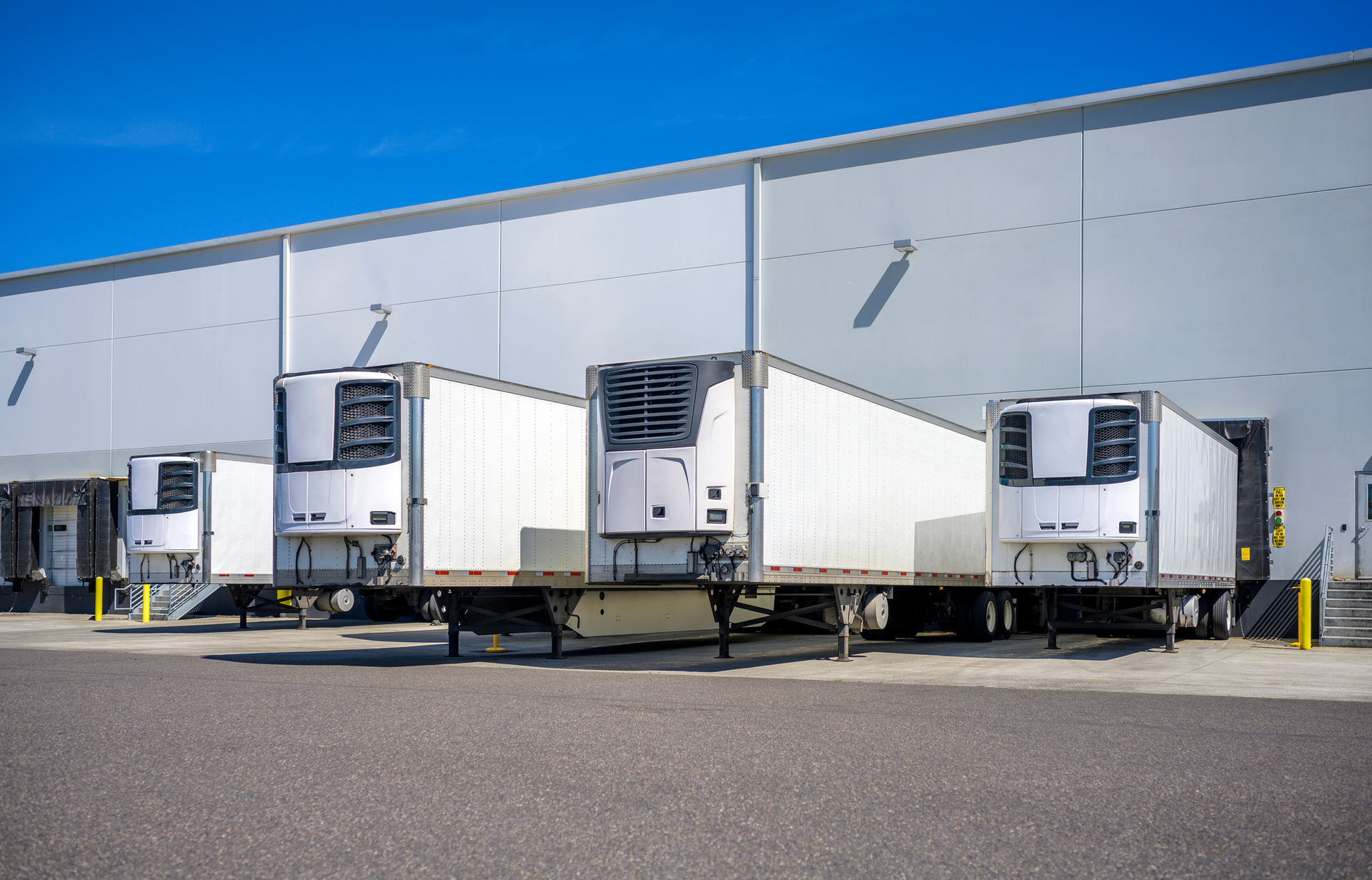 Refrigerated trailers at dock