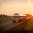 Tanker truck at sunset