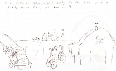 early sketch from Semi Sam delivers a tractor
