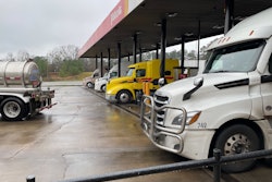 Trucks at fuel island