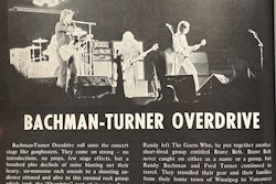 Bachman-Turner Overdrive August 1975 feature in Overdrive