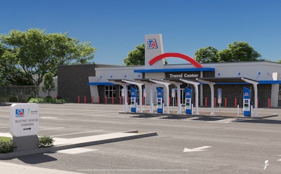 Electrify America chargers at a TA travel center
