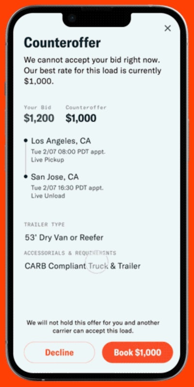Convoy counteroffer in app