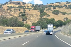 Flatbed On Highway California Pacheco Pass