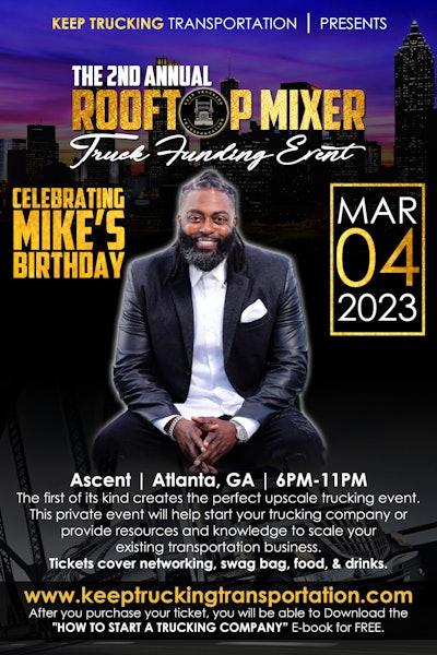 March 23 rooftop mixer flyer and picture of Mike Nelms