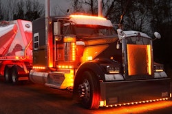 John McCormick's Kenworth lit up at night