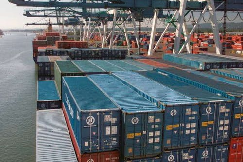 Containers at port