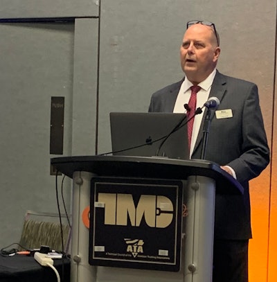 Craig Smith, P.S.I. marketing manager, speaking at the Technology & Maintenance Council Annual Meeting and Expo in Orlando Sunday.