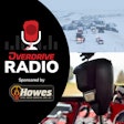 youtube thumbnail with overdrive radio logo sponsored by howes with a major car pile up in winter weather and a CB mic