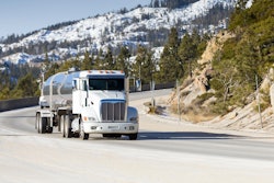 tanker truck on mountain highway