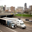 Trucks on highway in Detroit