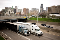Trucks on highway in Detroit