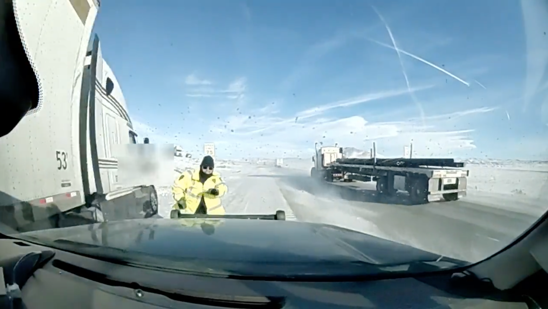 Wyoming Highway Patrol trooper almost hit by truck