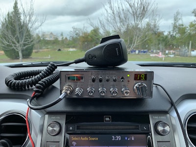 The Cobra 19 LTD Classic AM/FM mounted on the dash of the author's 2014 Toyota Tundra.