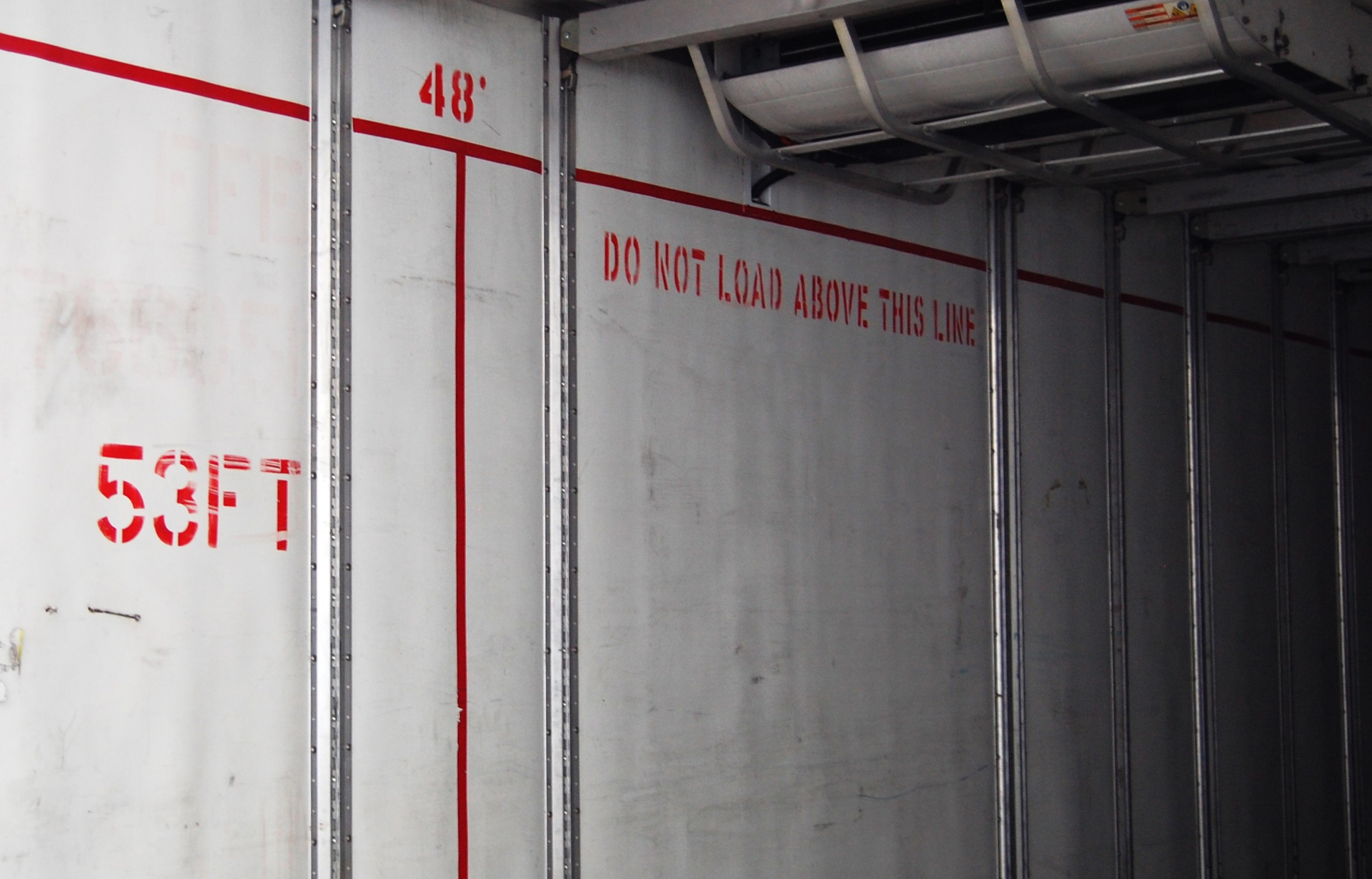 inside an empty trailer