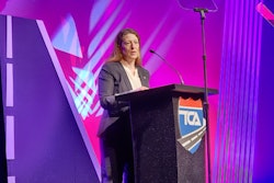 FMCSA Administrator Robin Hutcheson speaking from a TCA podium.