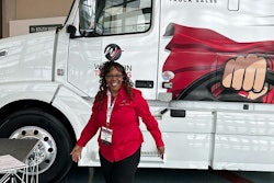 Angelique Temple, owner-operator of Virginia-based Tornado Transport LLC, won a 2018 Volvo VNL during Women in Trucking's Salute to Women Behind the Wheel event at the Mid-America Trucking Show on March 31.