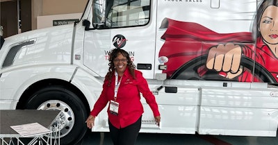 Angelique Temple, owner-operator of Virginia-based Tornado Transport LLC, won a 2018 Volvo VNL during Women in Trucking's Salute to Women Behind the Wheel event at the Mid-America Trucking Show on March 31.