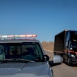 Police pulls over a semi