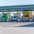 trucks at fuel island