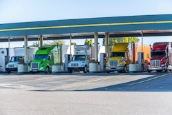 trucks at fuel island