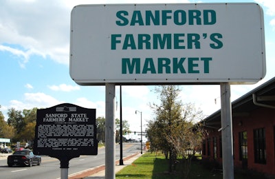 Sanfor Farmer's Market sign and historical market