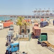 Drayage trucks at California port