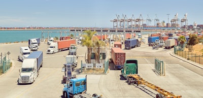Drayage trucks at California port