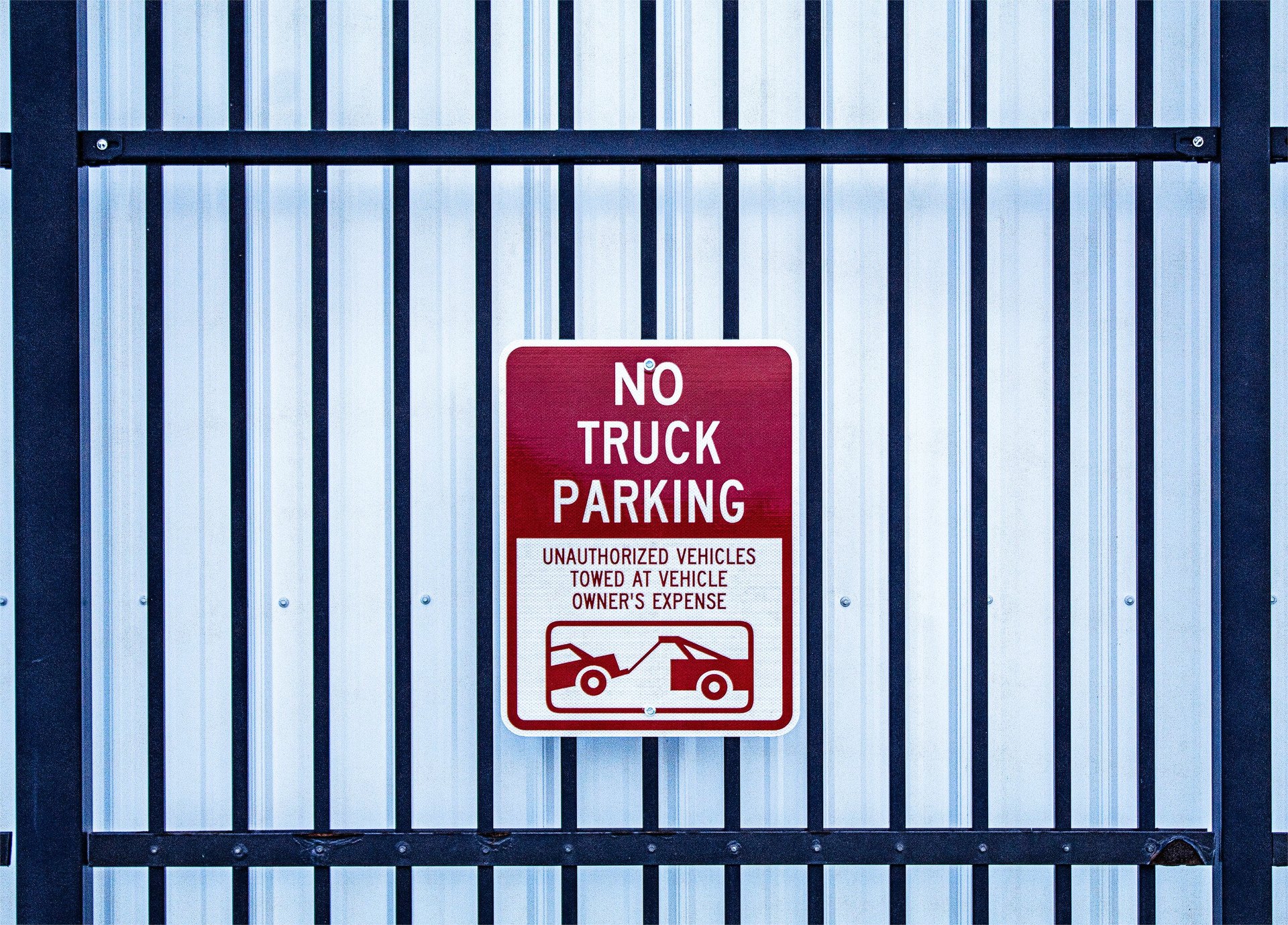 No truck parking sign