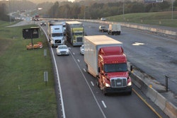 trucks in construction zone
