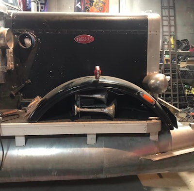Peterbilt train horns under the hood