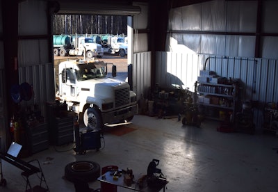 John McGee's shop, pictured from the door to his office / parts storage area