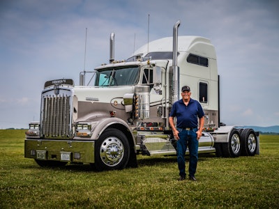 Chris Koenig with 75th anniversary Kenworth W900L
