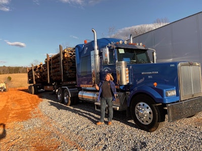 Debbie Desiderato with Western Star hauling logs