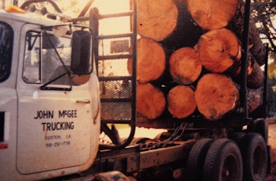 Picture of McGee's old R Model hauling logs