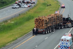 logging truck stopping suv on i-88 new york