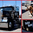 Cledus Snow tag, Cledus Snow basset hound, and 1989 Freightliner FLC 120